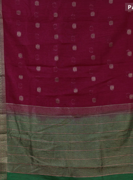 Banarasi semi matka saree red and green with antique zari woven buttas and antique zari border