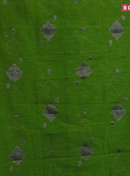 Banarasi semi matka saree light green and peacock green with antique zari woven buttas and antique zari border