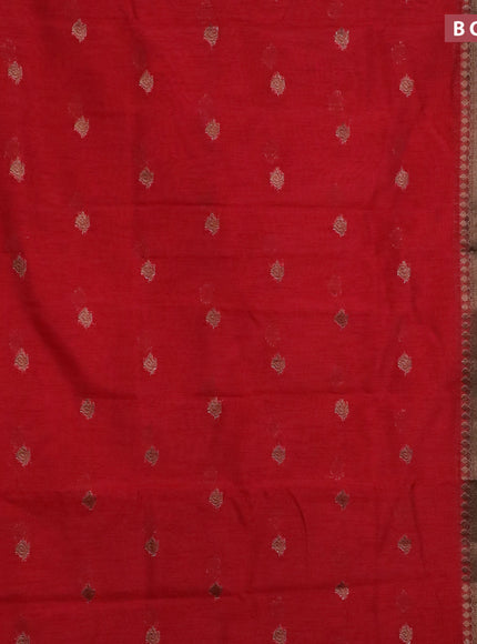 Banarasi semi matka saree red and dark green with antique zari woven buttas and antique zari border