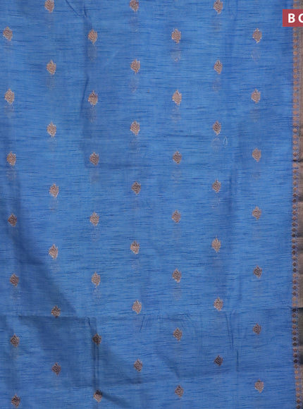 Banarasi semi matka saree blue shade and peacock green with antique zari woven buttas and antique zari border