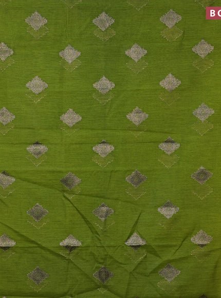 Banarasi semi matka saree light green and deep maroon with antique zari woven buttas and antique zari border