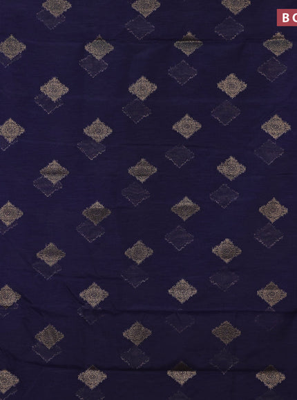 Banarasi semi matka saree navy blue and maroon with antique zari woven buttas and antique zari border