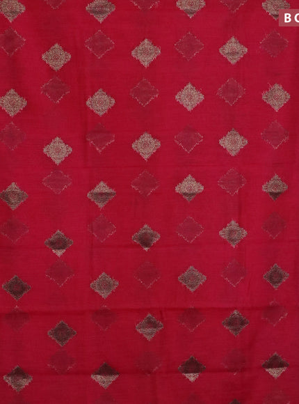 Banarasi semi matka saree dark pink and sap green with antique zari woven buttas and antique zari border