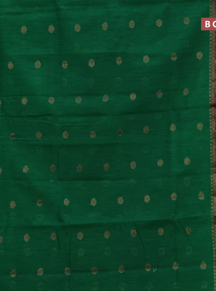 Banarasi semi matka saree green and red with antique zari woven buttas and antique zari border