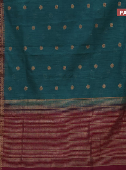 Banarasi semi matka saree green and magenta pink with antique zari woven buttas and antique zari border