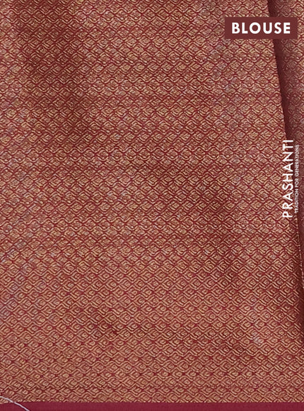 Banarasi semi matka saree green and magenta pink with antique zari woven buttas and antique zari border