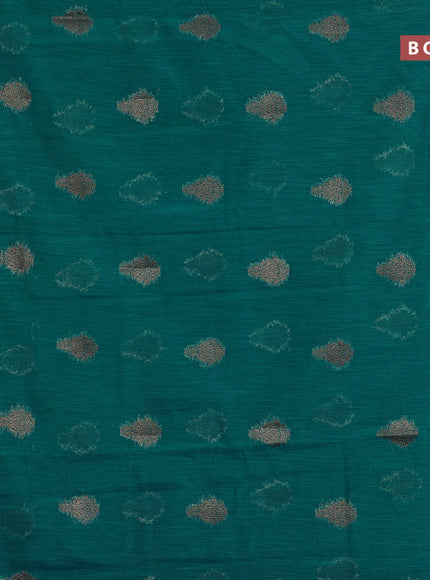 Banarasi semi matka saree teal green shade and navy blue with antique zari woven buttas and antique zari border