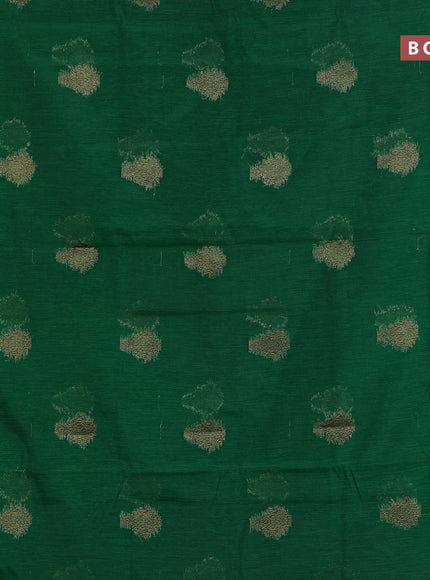 Banarasi semi matka saree green and red with antique zari woven buttas and antique zari border