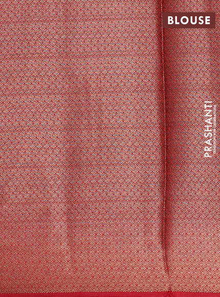 Banarasi semi matka saree green and red with antique zari woven buttas and antique zari border