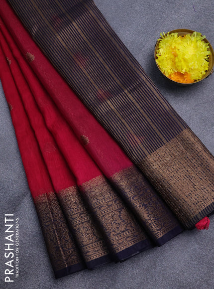 Banarasi semi matka saree pink and dark blue with antique zari woven buttas and antique zari border