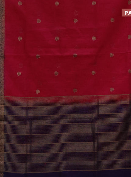 Banarasi semi matka saree pink and dark blue with antique zari woven buttas and antique zari border