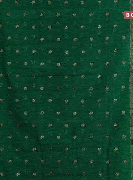 Banarasi semi matka saree green and red with antique zari woven buttas and antique zari border