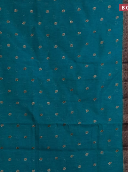 Banarasi semi matka saree teal blue and dark blue with antique zari woven buttas and antique zari border