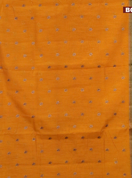 Banarasi semi matka saree mango yellow and green with antique zari woven buttas and antique zari border