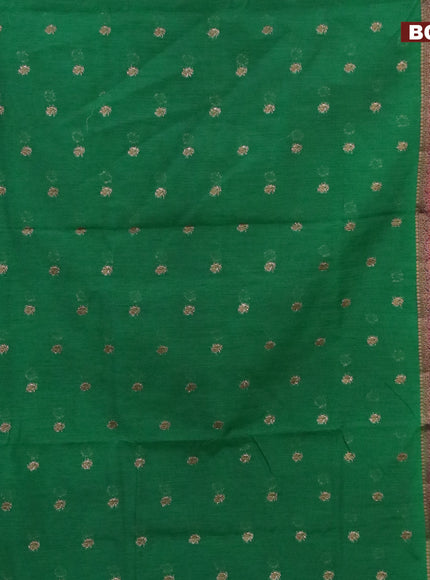 Banarasi semi matka saree green and magenta pink with antique zari woven buttas and antique zari border