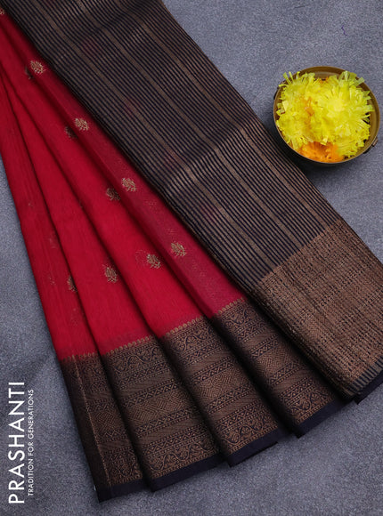 Banarasi semi matka saree pink and dark blue with antique zari woven buttas and antique zari border