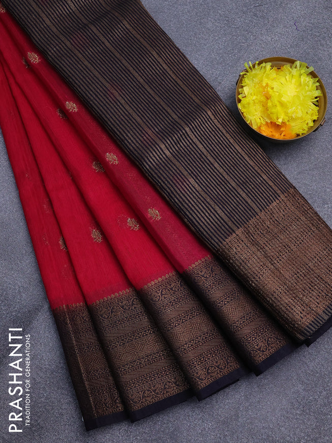 Banarasi semi matka saree pink and dark blue with antique zari woven buttas and antique zari border