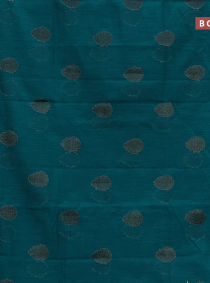 Banarasi semi matka saree teal blue and dark blue with antique zari woven buttas and antique zari border