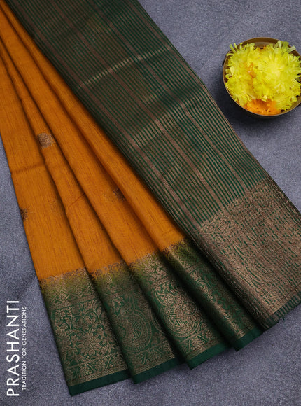 Banarasi semi matka saree mango yellow and green with antique zari woven buttas and antique zari border