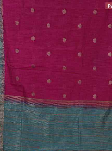 Banarasi semi matka saree purple and teal green with antique zari woven buttas and antique zari border