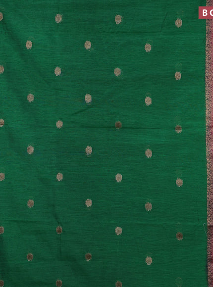 Banarasi semi matka saree green and pink with antique zari woven buttas and antique zari border