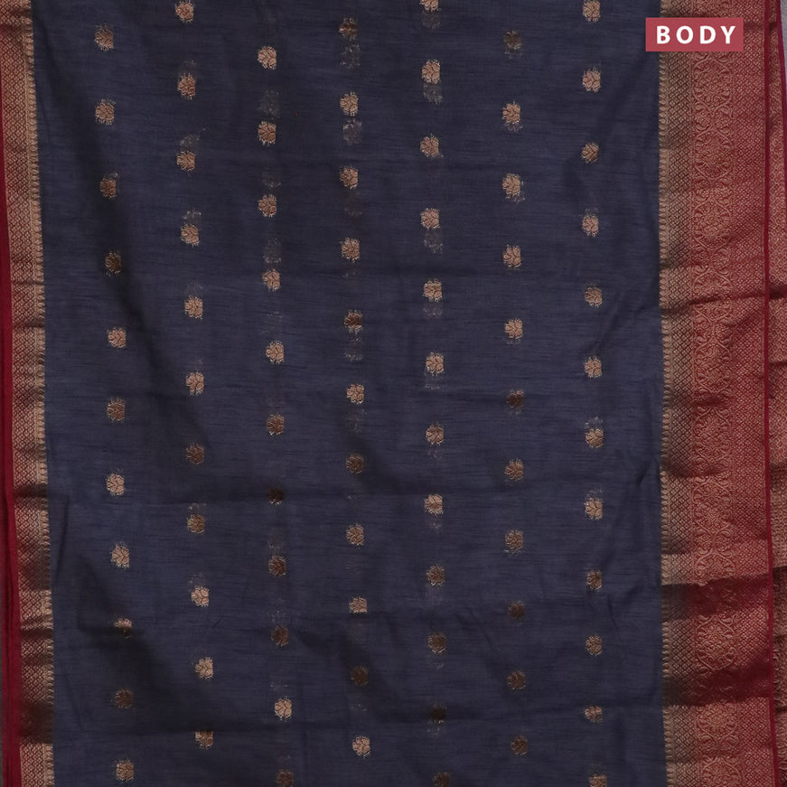 Banarasi semi matka saree elephant grey and magenta pink with antique zari woven buttas and antique zari border