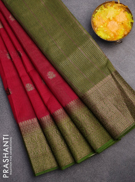 Banarasi semi matka saree pink and light green with antique zari woven buttas and antique zari border