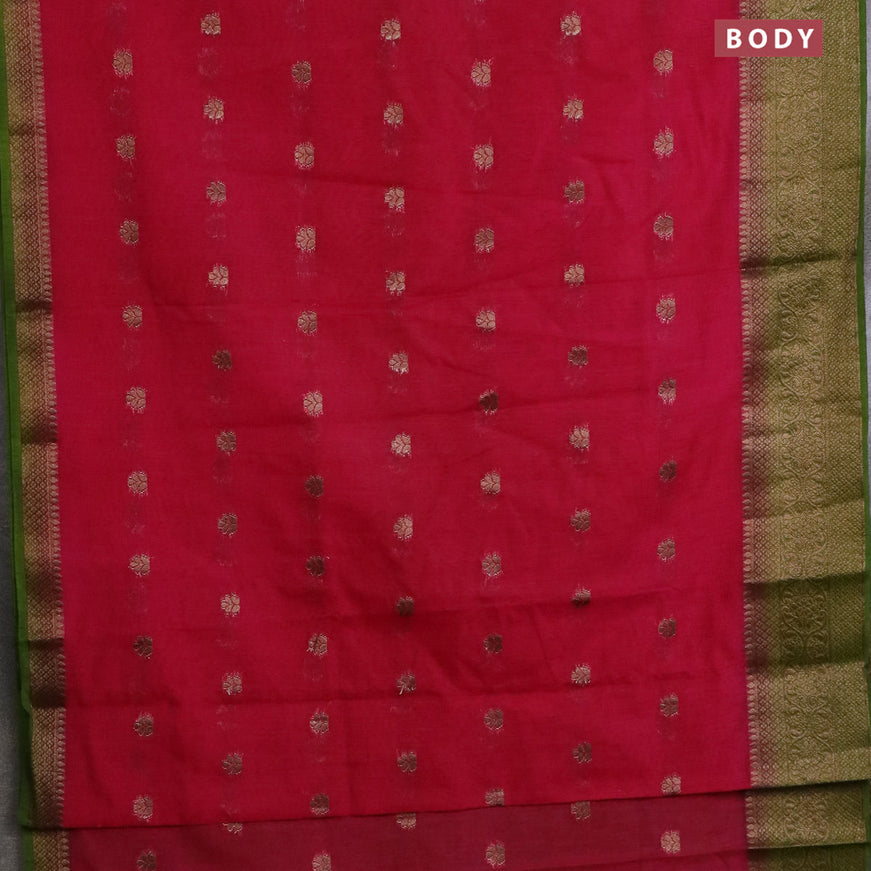 Banarasi semi matka saree pink and light green with antique zari woven buttas and antique zari border