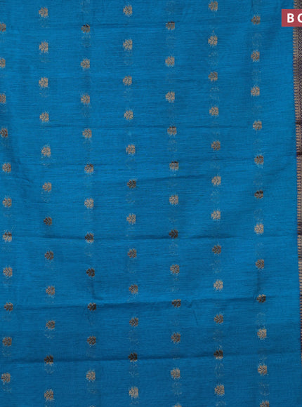 Banarasi semi matka saree teal blue and navy blue with antique zari woven buttas and antique zari border