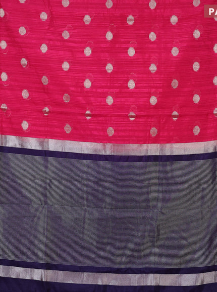 Banarasi semi matka saree pink and blue with zari woven buttas and zari woven border