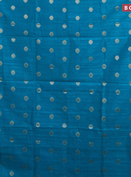 Banarasi semi matka saree teal blue and pink with zari woven buttas and zari woven border