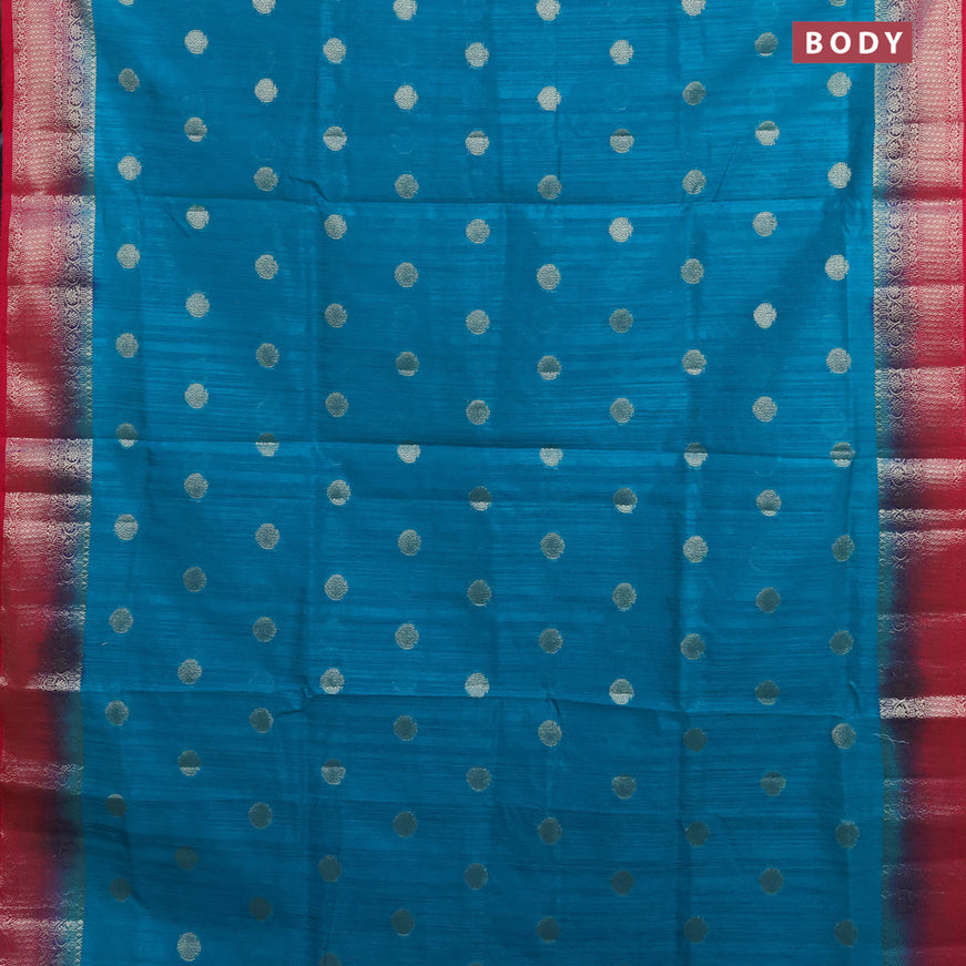 Banarasi semi matka saree teal blue and pink with zari woven buttas and zari woven border