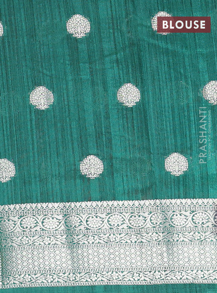 Banarasi semi matka saree red and green with zari woven buttas and zari woven border