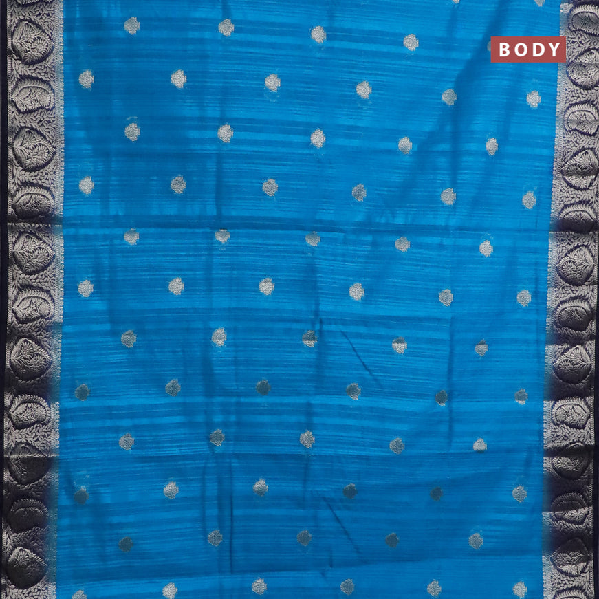 Banarasi semi matka saree cs blue and dark blue with zari woven buttas and zari woven border