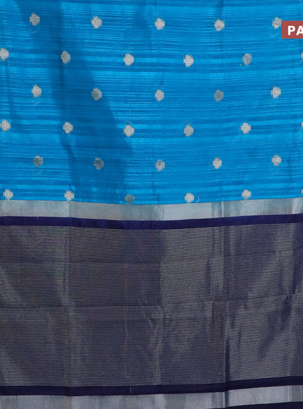 Banarasi semi matka saree cs blue and dark blue with zari woven buttas and zari woven border