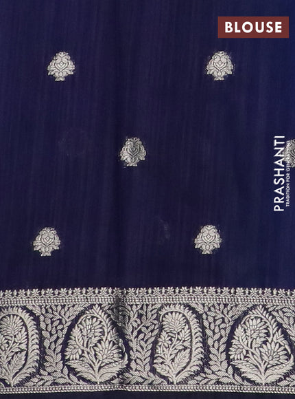 Banarasi semi matka saree cs blue and dark blue with zari woven buttas and zari woven border