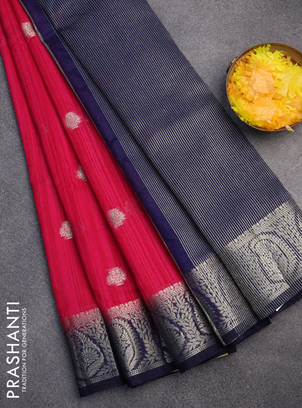 Banarasi semi matka saree pink and blue with zari woven buttas and zari woven border