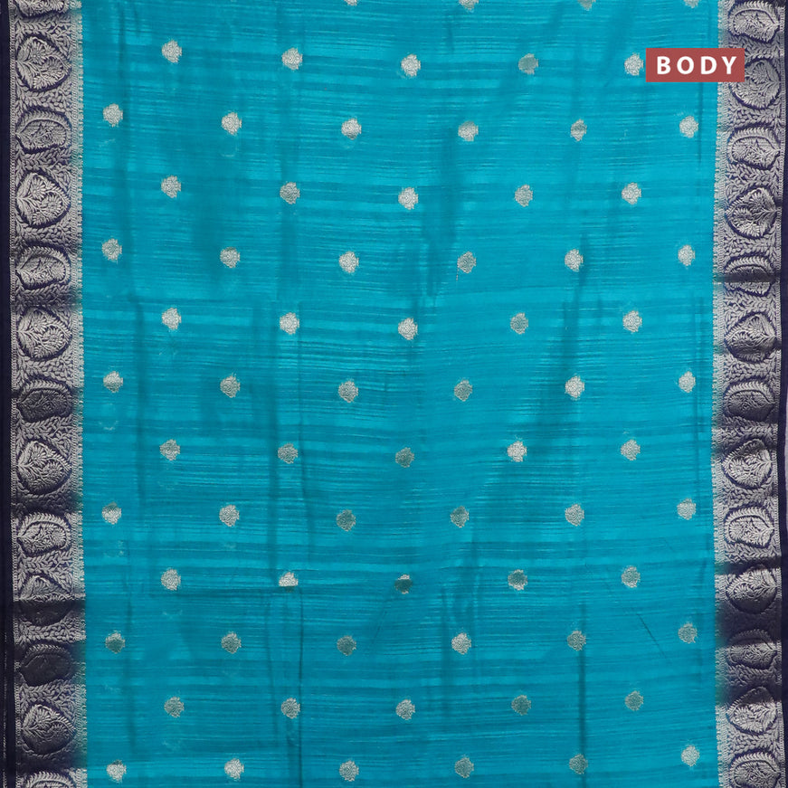 Banarasi semi matka saree teal blue and blue with zari woven buttas and zari woven border