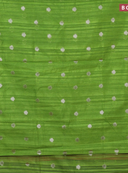 Banarasi semi matka saree light green and pink with zari woven buttas and zari woven border