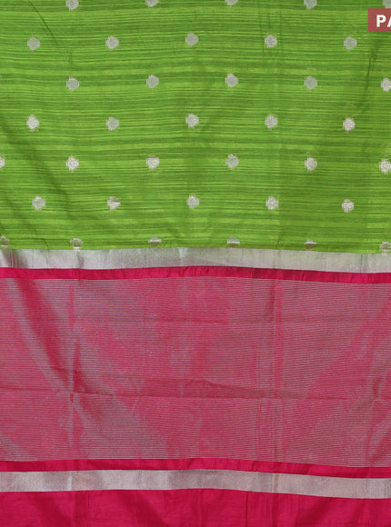 Banarasi semi matka saree light green and pink with zari woven buttas and zari woven border