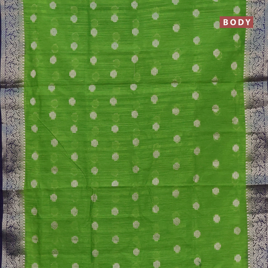 Banarasi semi matka saree light green and blue with zari woven buttas and zari woven border