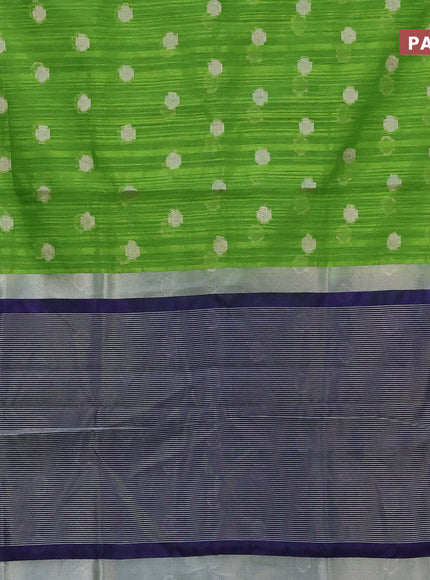 Banarasi semi matka saree light green and blue with zari woven buttas and zari woven border