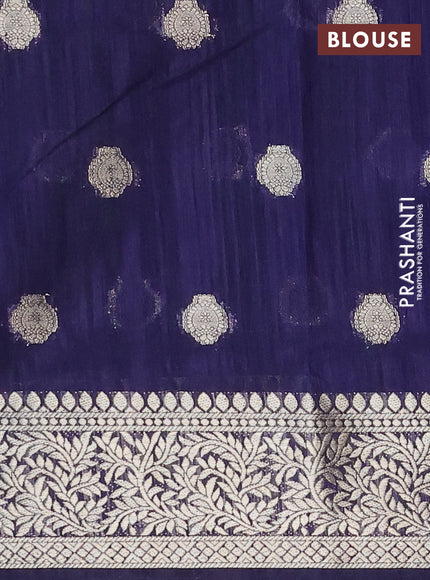 Banarasi semi matka saree light green and blue with zari woven buttas and zari woven border