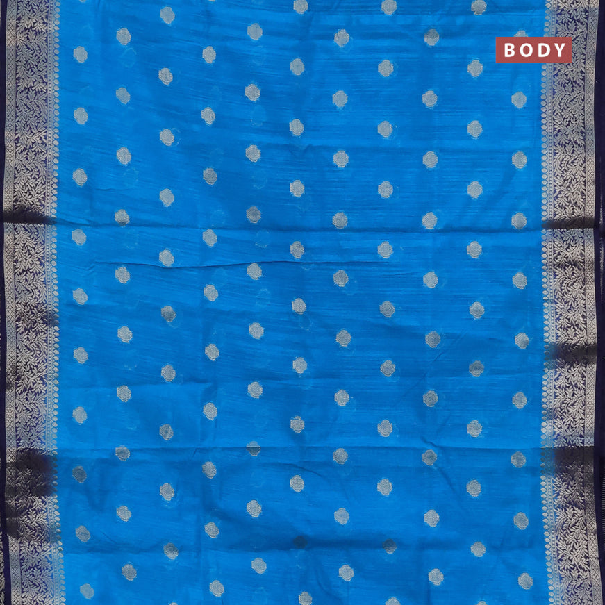 Banarasi semi matka saree light blue and dark blue with zari woven buttas and zari woven border