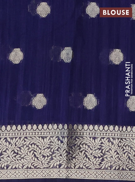 Banarasi semi matka saree light blue and dark blue with zari woven buttas and zari woven border