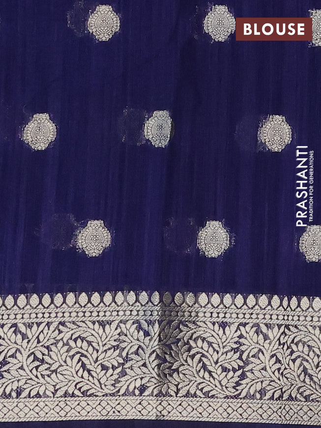 Banarasi semi matka saree light blue and dark blue with zari woven buttas and zari woven border