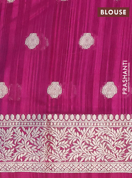 Banarasi semi matka saree peacock blue and purple with zari woven buttas and zari woven border