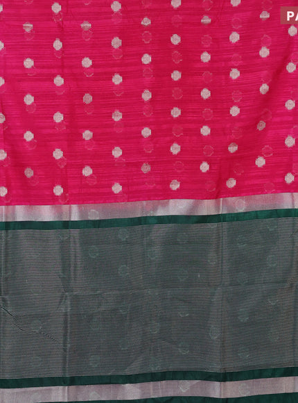 Banarasi semi matka saree pink and green with zari woven buttas and zari woven border