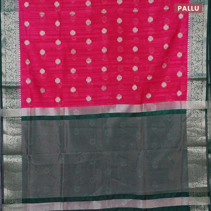 Banarasi semi matka saree pink and green with zari woven buttas and zari woven border