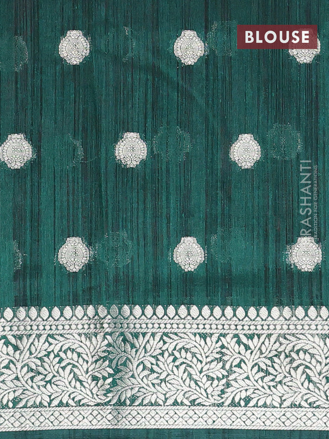 Banarasi semi matka saree pink and green with zari woven buttas and zari woven border